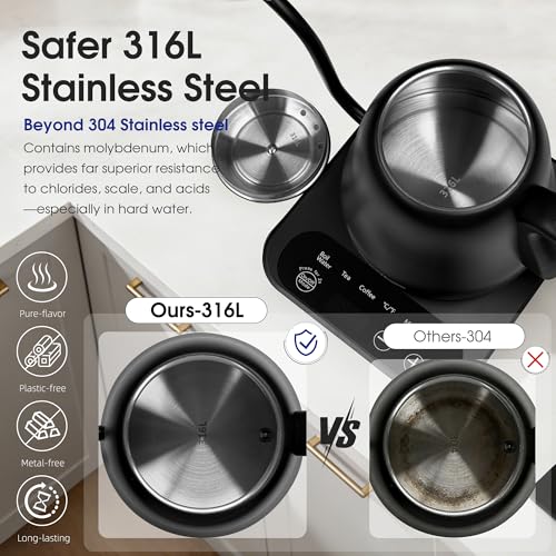Gooseneck Electric Kettle Temperature Control: 316L Stainless Steel Inner by REXYHOME - Used condition - Image 2