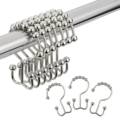 Amazer Shower Curtain Hooks Rings, Brushed Nickel Shower Curtain Hooks, 12Pcs Double Shower Curtain Hooks, Stainless Steel Shower Curtain Hooks For Bathroom Rods, Shower Hooks For Shower Curtain #TOP6