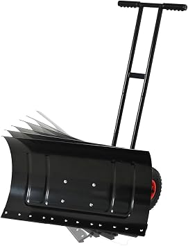 Heavy Duty Steel Snow Shovel for Driveway, 30" x 16.8" Large Snow Thrower, Snow Shovels with Wheels, Adjustable Handle, Angled Blade, Efficient Snow Removal, Back Saver Snow Plow