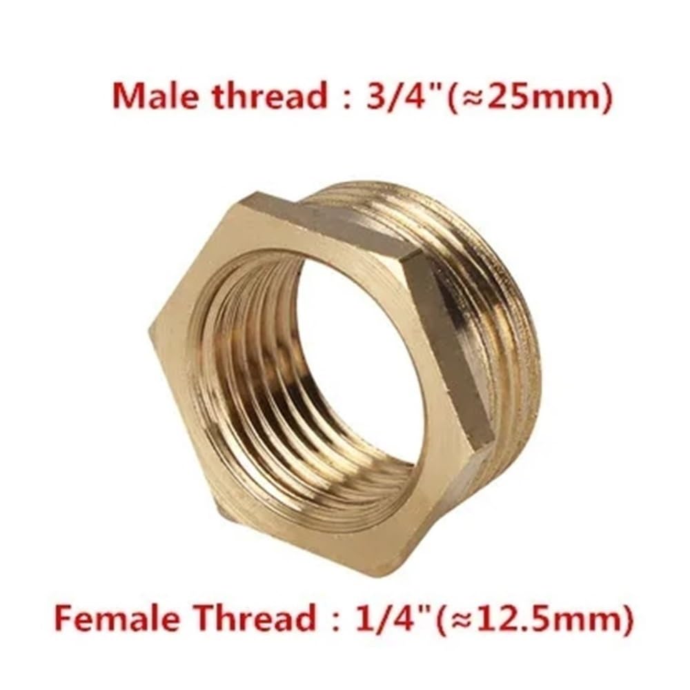 Raccord de tuyau en laiton, douille de réduction hexagonale 1/8" vers 1/4" et 1", adaptateur mâle-femelle BSP - Connecteur de coupleur durable(1/4inx3/4in)