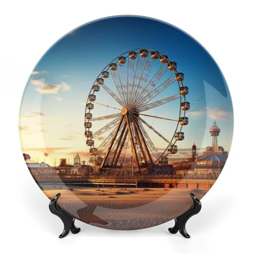 Plato decorativo Ferris Wheel de porcelana 10 pulgadas miniatura 1