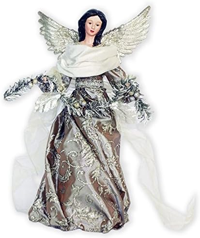 Filigree Iridescent Taupe and Garland Angel 16 inch Plush Christmas Tree Topper Decoration