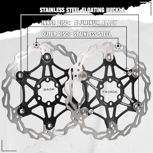image for BUCKLOS 160mm 180mm 203mm Floating Disc Brake Rotor, Stainless Steel M
