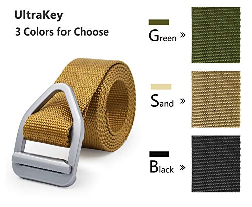 UltraKey Tactical Belt, Nylon Webbing Web Belt with Metal Buckle for Outdoor Sports and Hunting Sand - Image 2