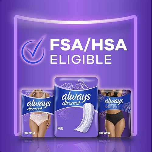Always Discreet Adult Incontinence Pads for Women, Extra Heavy Absorbency, Long Length, Postpartum Pads, 45 Count (Packaging May Vary) - Thumbnail 7