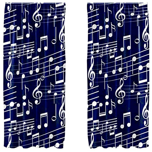 Panneaux de rideaux de salon motif note de musique blanche haut de gamme
