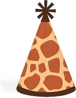 Big Dot of Happiness Giraffe Print - Cone Happy Birthday Party Hats for Kids and Adults - Set of 8 (Standard Size)