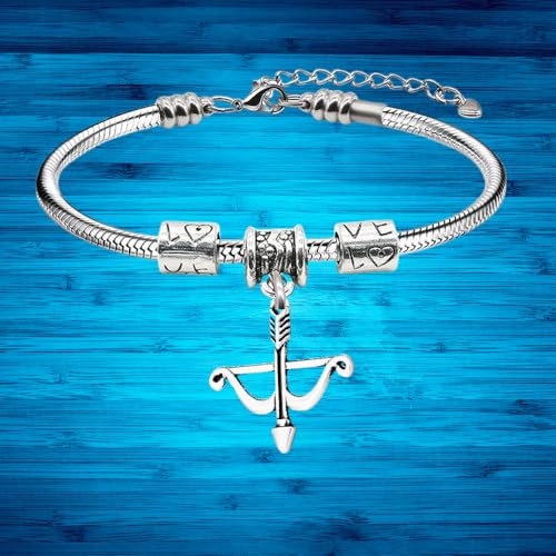 Sportybella Elegant Silver Plated Adjustable Archery Bracelet | Love Charm Snake Chain Bracelet with Archery Pendant | Best Jewelry Gift for Archery Players and Team2