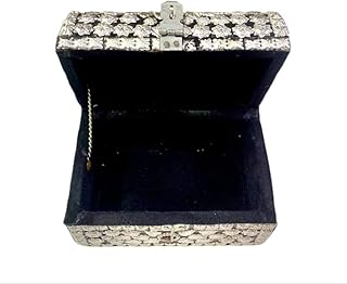 علبة تنظيم مجوهرات خشبية شرقية 16x10x11 مصنوعة يدويًا ومبطنة قطيفة بتفاصيل معدنية وأحجار طبيعية بتصميم أنيق وراقي للديكور والهدايا | من عام