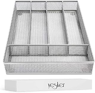 Yesker 5 Compartment Mesh Small Cutlery Tray with Foam Feet - Kitchen Organization/Silverware