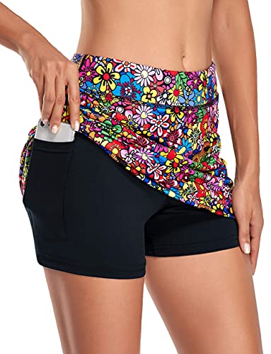Kimmery Golf Skort For Women With Pockets Ladies Skin Friendly Tummy Control Stretchy Waistband Attached Shorts Autumn Working-Out Weightlifting Marathon Compression Colorful M #TOP1