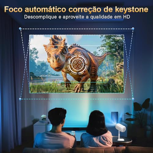 Sensibo Mini Projetor Portatil, Smart Android11, Full HD/4K/1080p, 10000 Lumens, 5G/WiFi6/BT5, 90° G