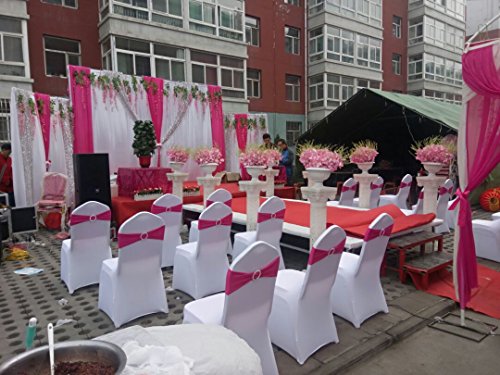 Ieventstar Spandex Chair Cover Stretch Band With Buckle Slider Sashes Bow Wedding Banquet Decoration 10Pcs (Orange) #TOP4