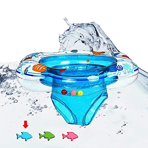 Baby Swimming Ring Floats with Safety Seat Double Baby Airbags Floating PVC Inflatable Baby Swim Float Seat Swimming Ring Pool Floats for Toddlers of 6-18 Months