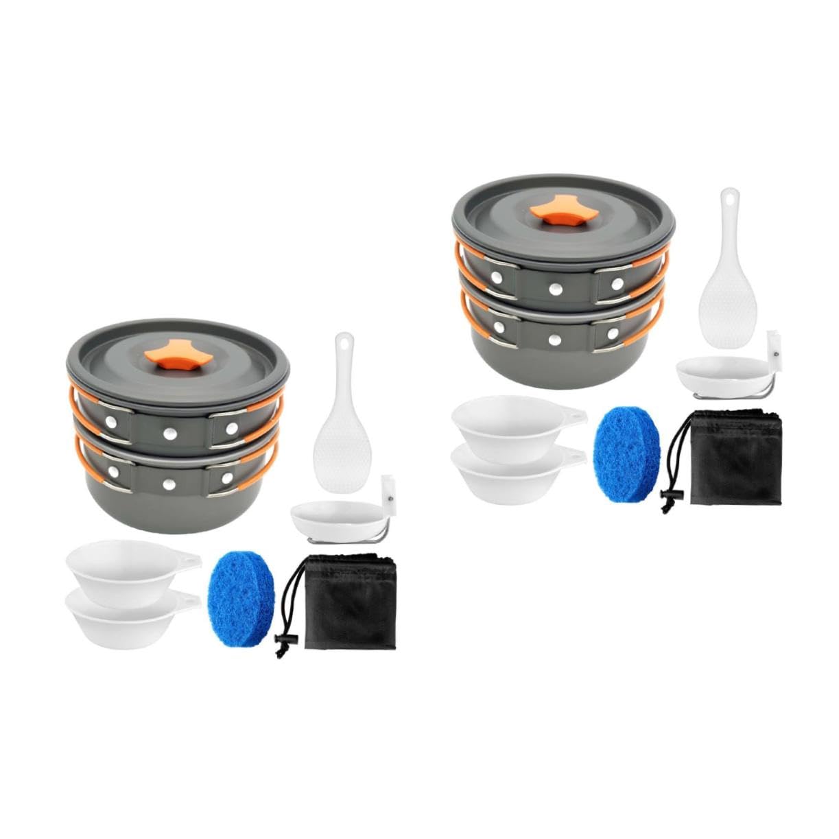ifundom 2 Sets Portable Camping Cookware Set Anodized Cooking Tools for Outdoor Picnic and Camping Non Stick Design Easy to Clean Compact and Space Saving Cooking Essentials