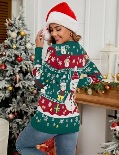 Ugly Christmas Sweaters for Women 2024 Funny Christmas Sweater Long Sleeve Santa Holiday Sweaters Kint Pullover3