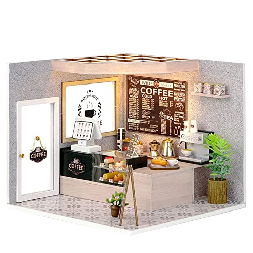 CUTEROOM Diy Dolls House Kit,Miniature Dolls House Kit with Furniture and Dust Cover,Handmade Crafts Diy Miniature Room Kit for Adult Gift
