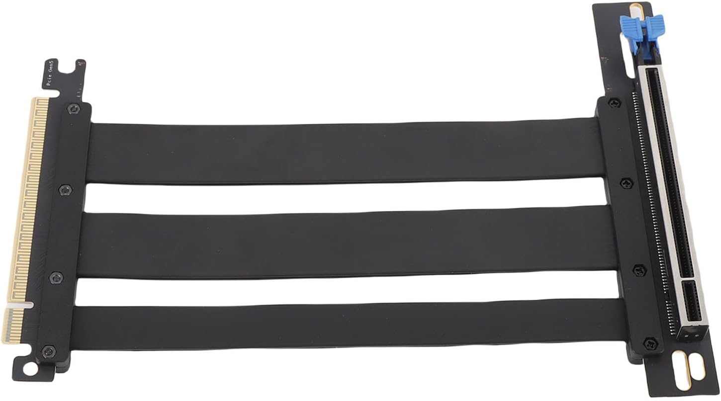 PCIe 5.0 X16 Riser Cable, 90 Degree RTX 4090 (Ti) GPU Extension, 128Gbps Speed, Plug and Play, Unique Cable Protector, Black, 20cm (20cm)