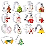 Christmas Cookie Cutter - 14 Stainless Steel Holidays Cookies Molds - Unique 3D Shaped Christmas DIY Baking Moulds Xmas Gift