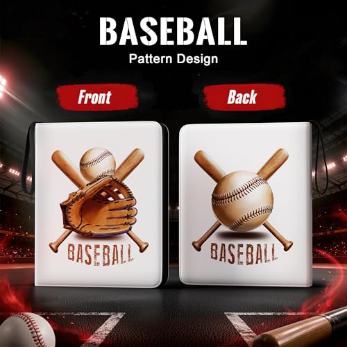 Image of Kabinka 4 Pocket Baseball Card Binder, 400 Standard Cards Sports Card Binder with Zipper, Protective Trading Card Binder Collector Organizer for Baseball Sports Cards TCG (Baseball 2)