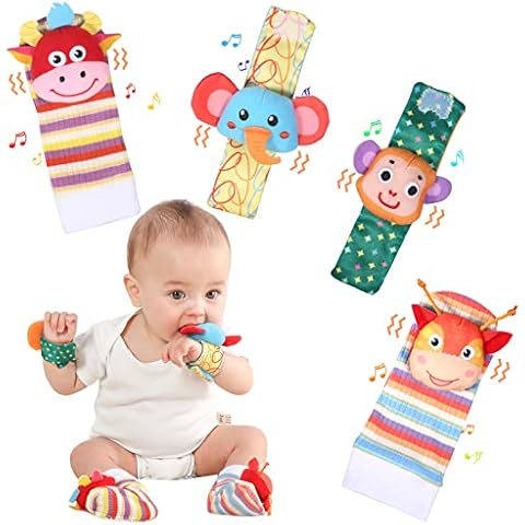 Newborn Baby Toys 6 Months Plus, Foot Finders Wrist Rattles Baby Sensory Toys 0-3 3-6 6-12 Months, Toys Gift for Newborn 1 Year Old Boys Girls, Baby Stuff Sensory Sock Baby Rattles 0-6 6-12 Months Cover