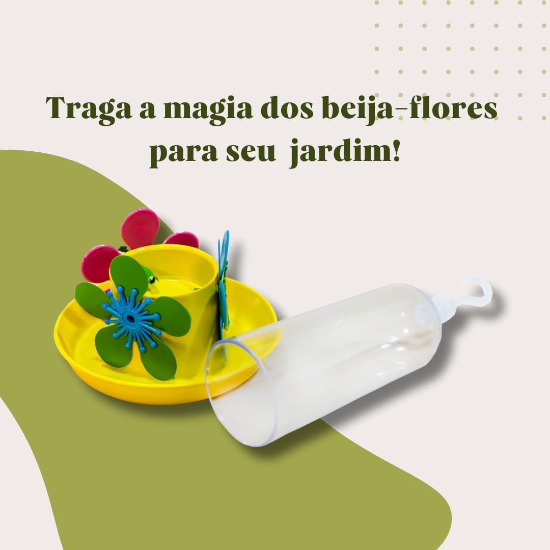KIT 2 Bebedouros para Beija-Flor 90ml com Bandeja – Atrai Pássaros, Fácil de Pendurar e Limpar, Ideal para Jardim, Cores Sortidas