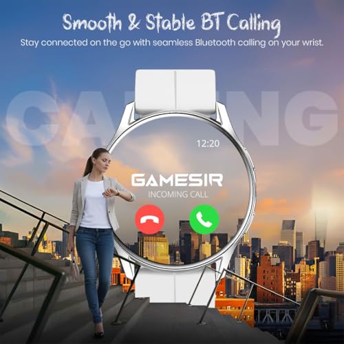 Image of GameSir Active 2 Smartwatch for Men & Women, 1.39 inch HD Round Display, Bluetooth Calling, Heart Rate & SPO₂, 100+ Sports Modes, IP67, Long Battery Life for Android & iOS (Magnetic White)