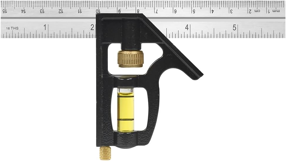 Johnson Level & Tool 406EM-S Heavy Duty Professional Inch/Metric Metal Combination Square, 6", Silver, 1 Square