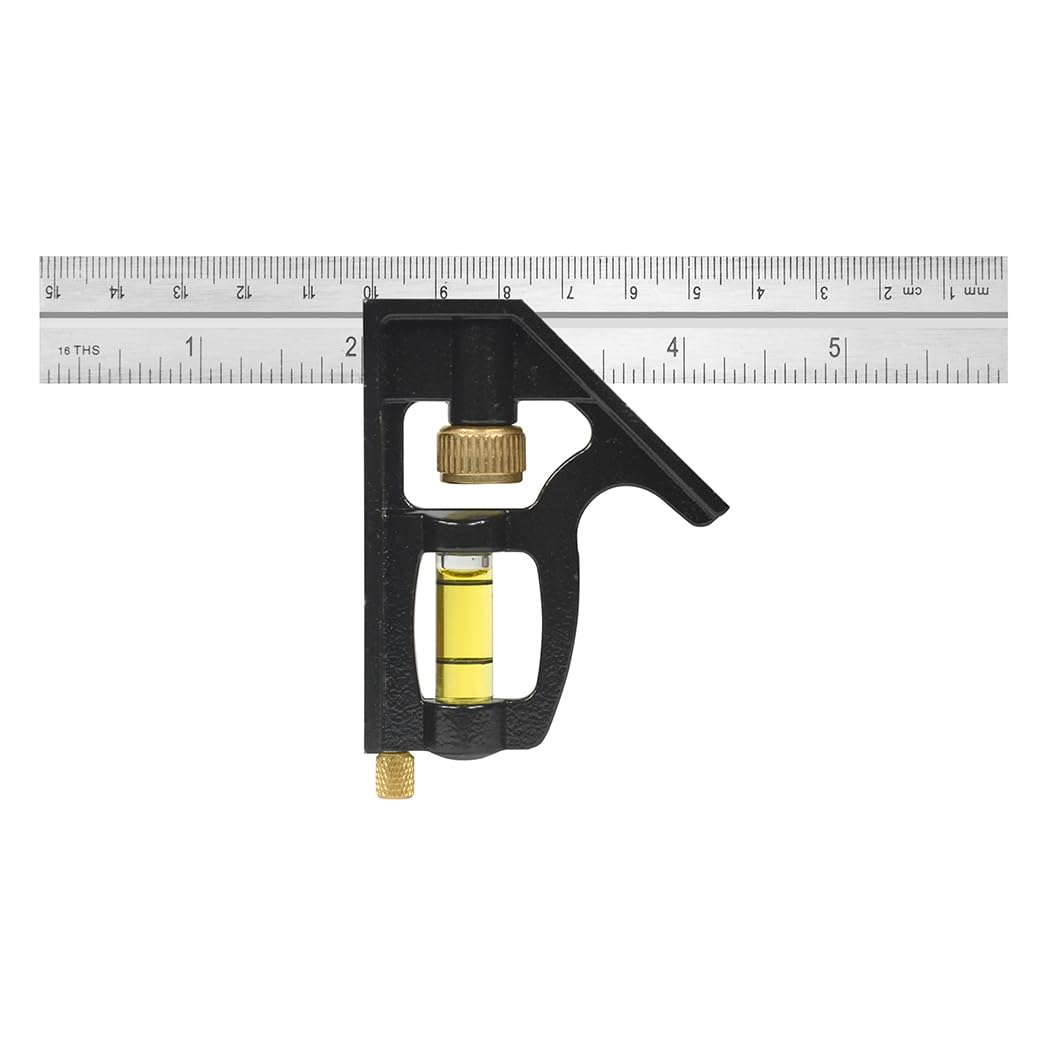 Johnson Level & Tool 406EM-S Cuadrado combinado de metal métrico/pulgada profesional resistente, 6", plateado, 1 cuadrado