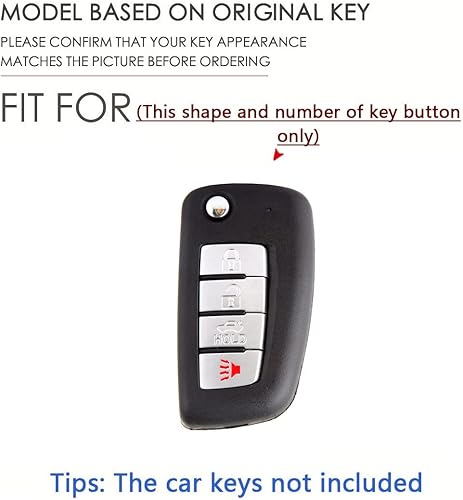 Miniatura 2 de SANRILY Funda de silicona y aleación de zinc luminosa de 4 botones para llavero Nissan Rogue Sentra Pathfinder 2023 NV200 Versa Flip plegable llave