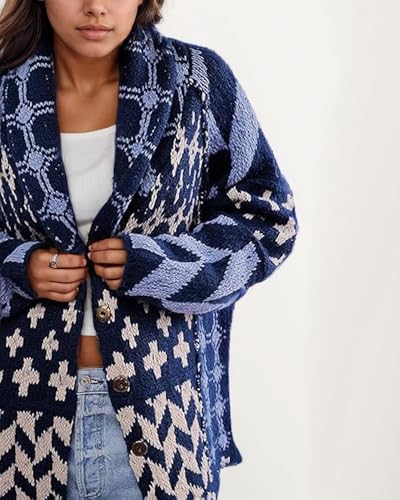 Image of LaurelTree Womens Cardigan Sweaters Open Front Button up Weaters Y2k Knit Chunky Winter Outerwear Coats with Hem Drawstring