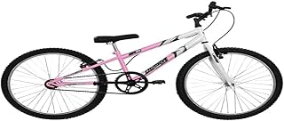 Bicicleta de Passeio Ultra Bikes Esporte Bicolor Rebaixada Aro 24 Reforçada Freio V-Brake Sem Marcha Feminina Rosa Bebê/Branco