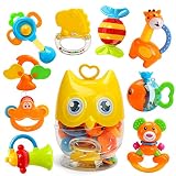 CUTE STONE Baby Rattles Toys Set, Babies Teethers Toys for Baby 3-12 Months, Early Development Learn