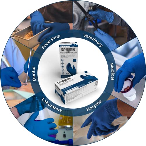 AMMEX GLOVEPLUS HD Medical Blue Latex Gloves, Box of 50, 13 mil, Size XLarge, Powder Free, Textured, Disposable, Non-Sterile, GPLHD88100-BX, Extra large, 50 Count (Pack of 1) - Thumbnail 3
