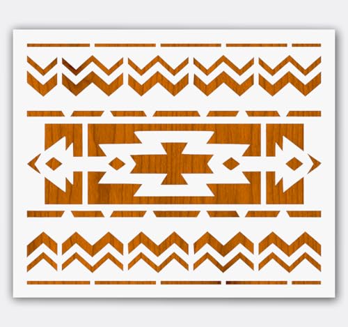 Southwestern Geometric Pattern Stencil Tribal Style Design for Wall Art