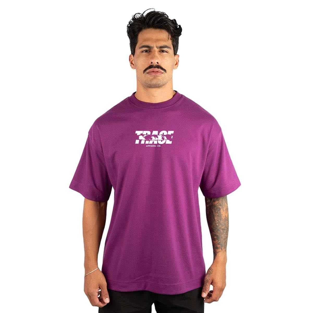 Camiseta Oversized Masculina Streetwear Trace Black Fear 100% Algodão Premium 30.1 Penteado