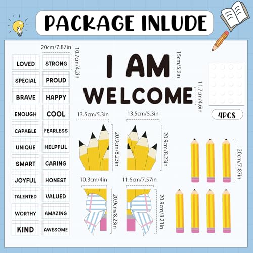 AmazingSpark Pencil Classroom Door Decor Back to School Cutouts Bulletin Board Decorations Sets Welcome Sign Door Decor for First Day of Kindergarten Preschool Classroom Decorations - Image 2