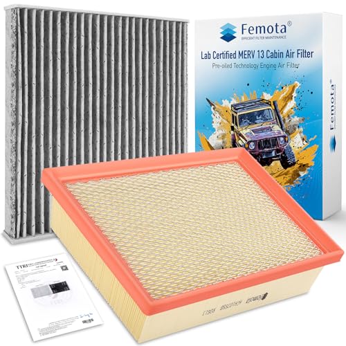 Femota Cabin & Engine Air Filter Kit, CF10285 & CA10755, Lab Certified MERV 13, Pre-oiled, 2pcs, Specific for Toyota Avalon, Camry, Highlander, Sienna, Lexus ES350, NX200t, NX300, RX350