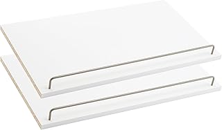 SuiteSymphony Wood Shoe Shelves Set, Add On Accessory, Angled, Shoe Fence, for 25 in. Units, Pure White/Satin Nickel