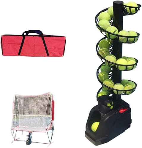 Verstellbarer Tennisballwerfer mit Netz, tragbares Self-Service-Trainingsgerät für Anfänger, Tennis-Lernen