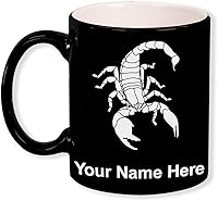 Vista 11 de LaserGram Taza de café redonda de cerámica de 11 oz, Scorpion, grabado personalizado incluido (blanco)
