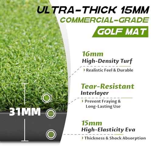 Bltend Elite Golf Hitting Mat: 5x5ft 31mm Golf Mat Practice Outdoor Indoor by Bltend - Image 2