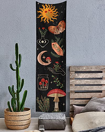 Gyw Botanical Mushroom Tapestry Wall Hanging Floral Sun Moon Starry Chart Wall Tapestry Bohemian Tapestries For Badroom Home Decor (16X59Inch) #TOP2