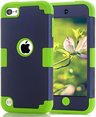 Case for iPod Touch 5 Case for iPod Touch 6 Case, Dual Layered Hard PC Case + Silicone Shockproof Heavy Duty High Impact Armor Hard Case Cover for Apple iPod Touch 5 6th Generation (Sky Blue+Pink)