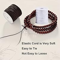 Vista 6 de Cuerda elástica para pulseras, 2 rollos de 1 mm de cordón elástico resistente para hacer joyas, collares, cuentas en blanco y negro