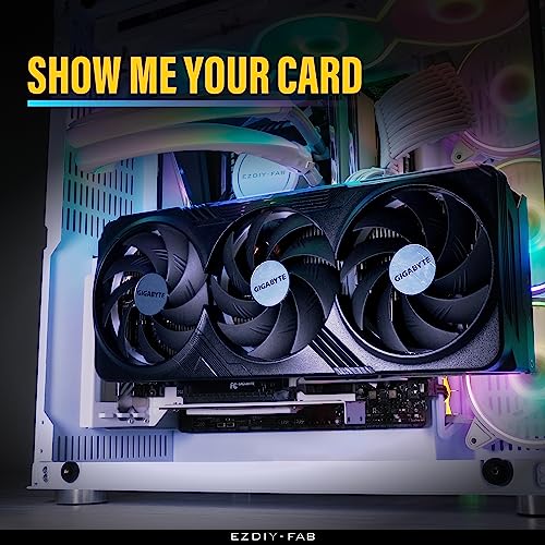 EZDIY-FAB Vertical PCIe 4.0 GPU Mount Graphic Card Bracket, Video Card VGA Support Kit with PCIe 4.0 X16 Gen4 White Riser Cable 90 Degree Right Angle- White by EZDIY-FAB - Used condition - Image 6