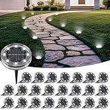 LOTMOS Solar Lights Outdoor Garden, 24 Pack 8 LED Solar Ground Disk Light