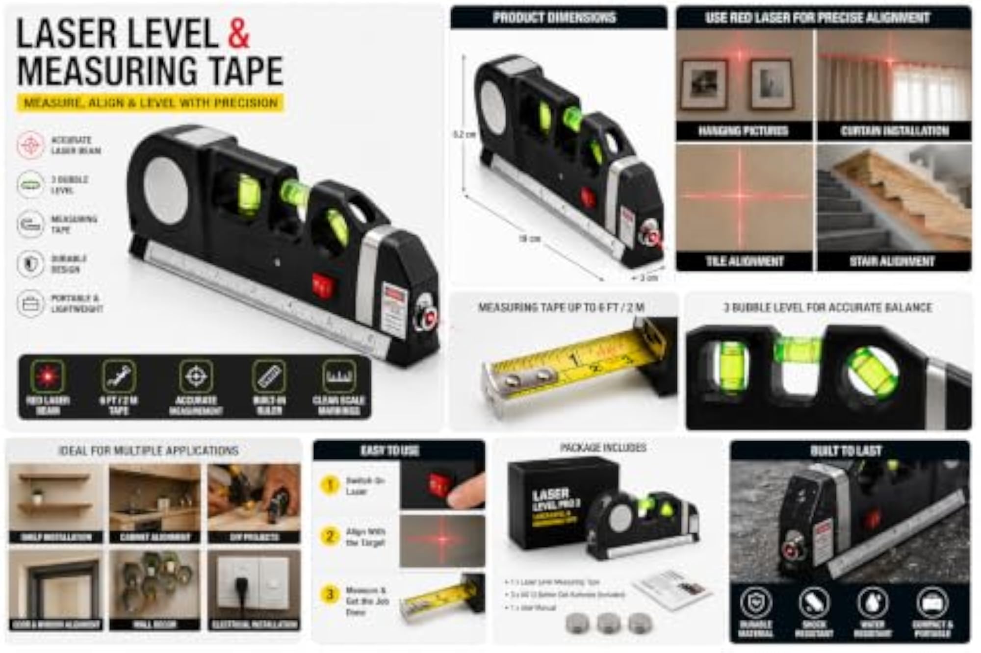 5 in 1 Laser Level Measuring Tape with Ruler
