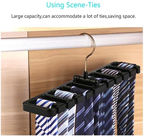 ZoomSky Belt Rack 2pcs Belt Hanger Tie Holder Homeware Closet Organizer with Stainless Steel 360° Swivel Hook for Belts Ties Scarves (black & brown)