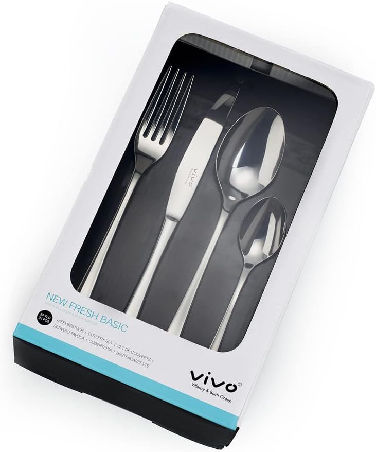 Villeroy & Boch Vivo Group-New Fresh Basic Service, 24 Pieces, Universal Cutlery Set Day Use, 18/10 Stainless Steel, Silver image 4